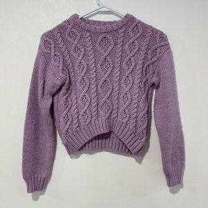 Rockets of Awesome Girls Purple Cable Knit Sweater Size 10